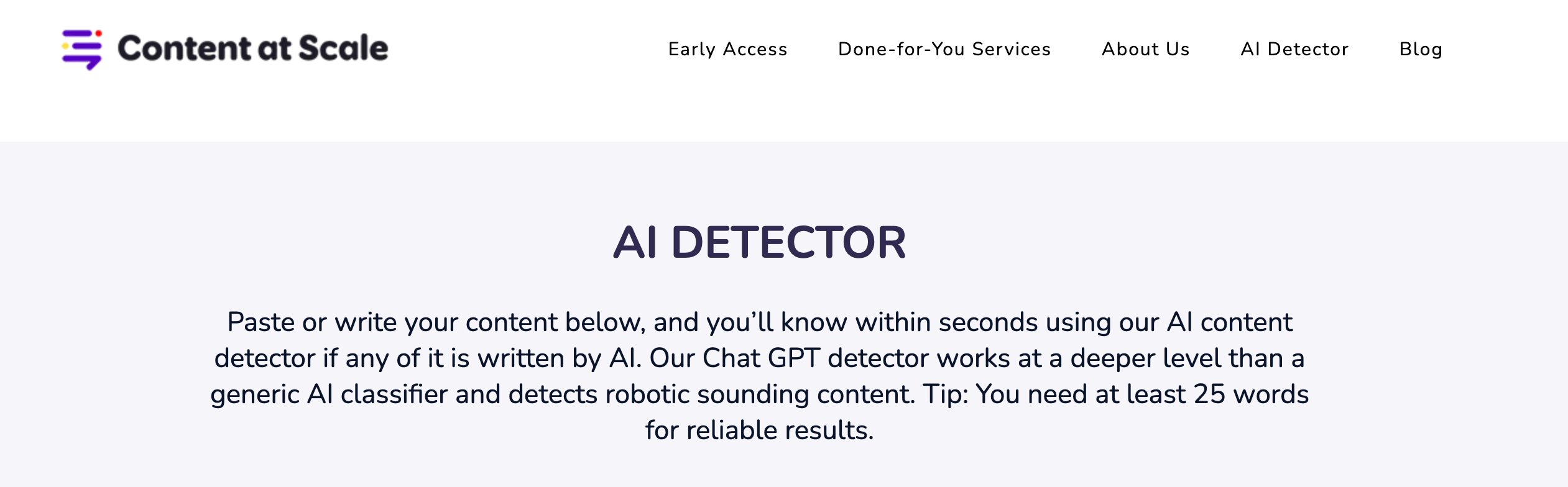 Content at scale's AI detector